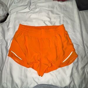Lululemon High Rise Orange Hotty Hot Shorts